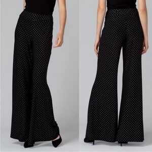 Nine West black gold studded wide leg flowy palazzo pull on pants NWT medium